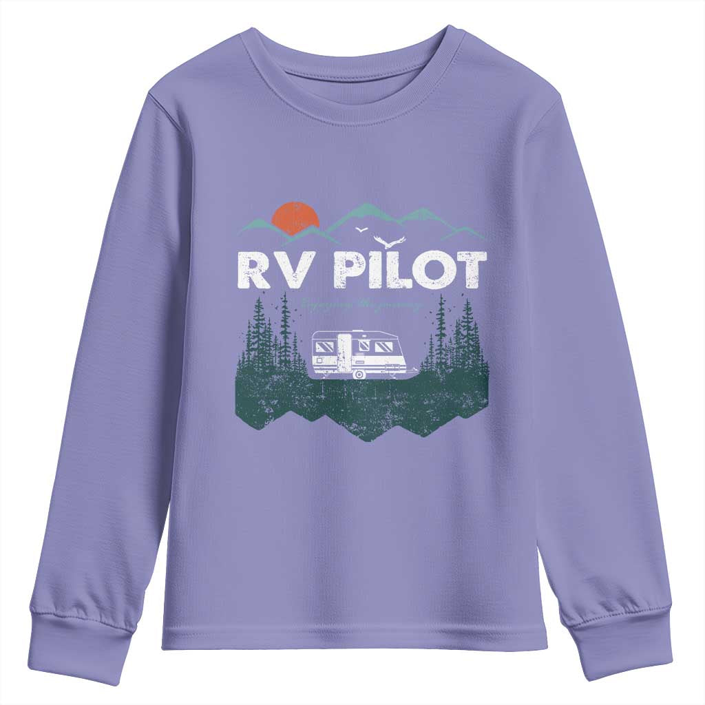 RV Pilot Camping Youth Sweatshirt Retro Motorhome Travel Vacation Gift TS10 Violet Print Your Wear