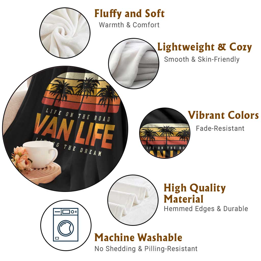 Van Life Throw Blanket Retro Camping RV Motorhome Travel Vacation Gift TS10 Print Your Wear