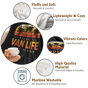 Van Life Throw Blanket Retro Camping RV Motorhome Travel Vacation Gift TS10 Print Your Wear