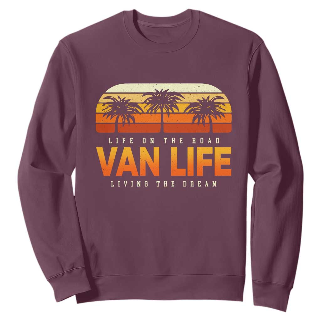 Van Life Sweatshirt Retro Camping RV Motorhome Travel Vacation Gift TS10 Maroon Print Your Wear