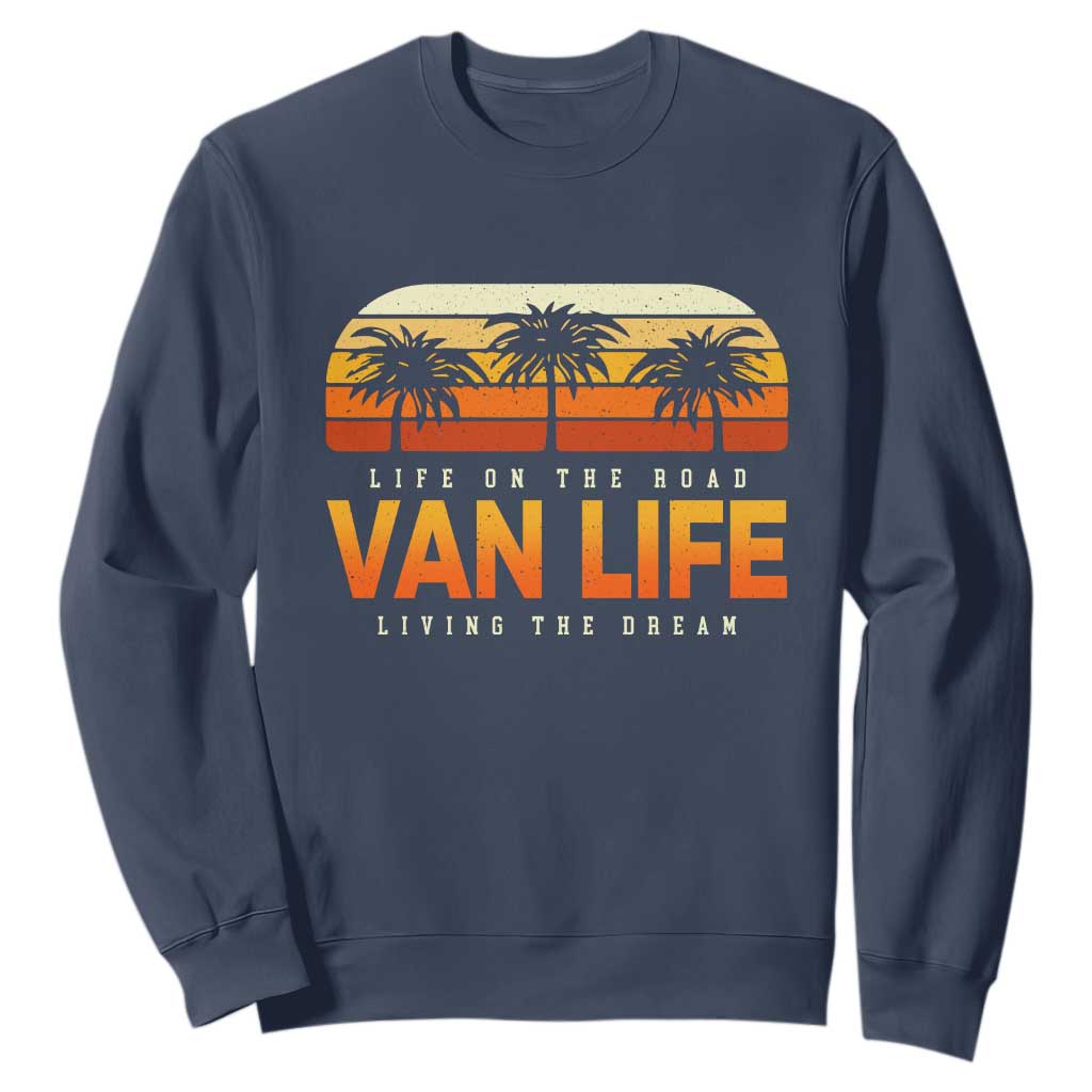 Van Life Sweatshirt Retro Camping RV Motorhome Travel Vacation Gift TS10 Navy Print Your Wear