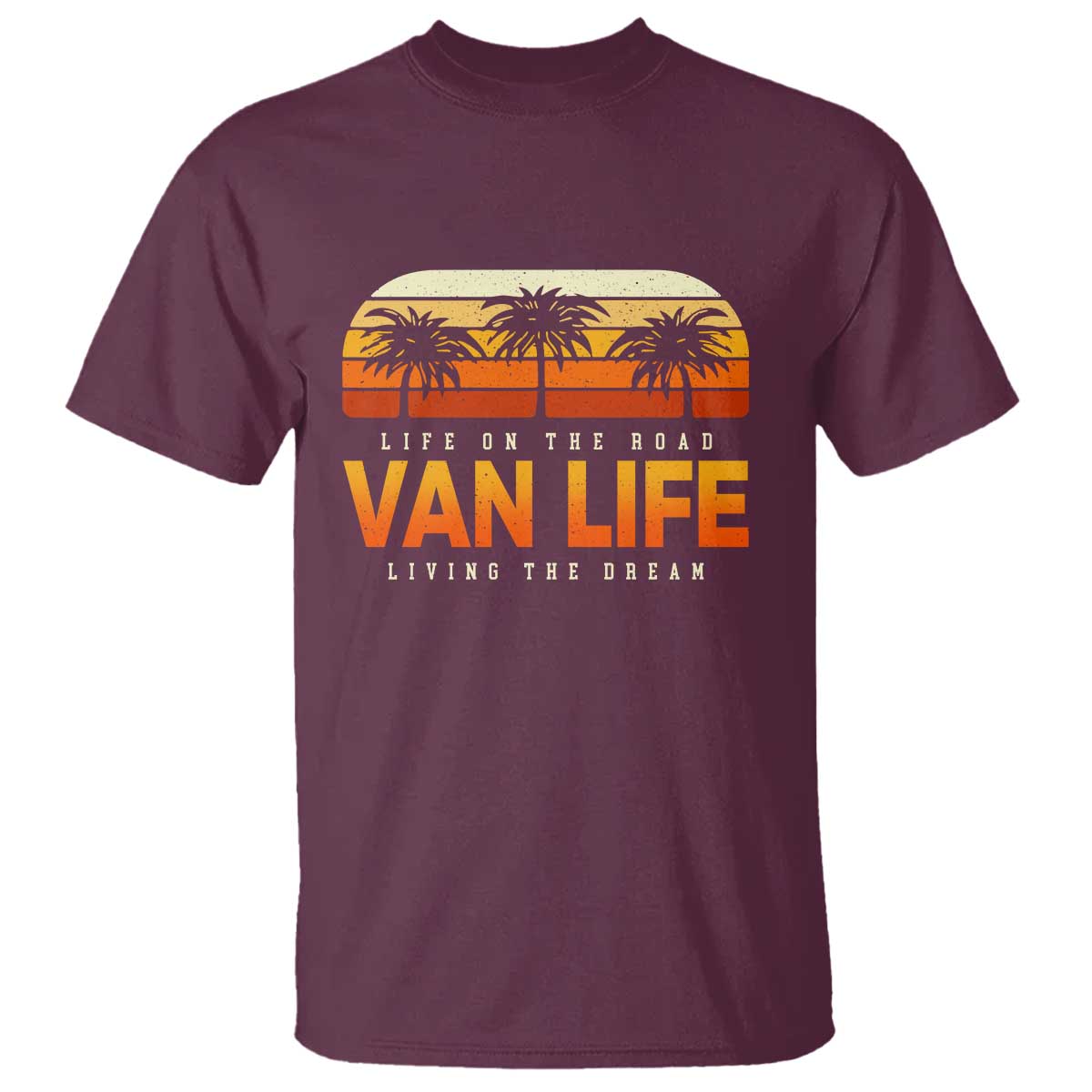 Van Life T Shirt Retro Camping RV Motorhome Travel Vacation Gift TS10 Maroon Print Your Wear