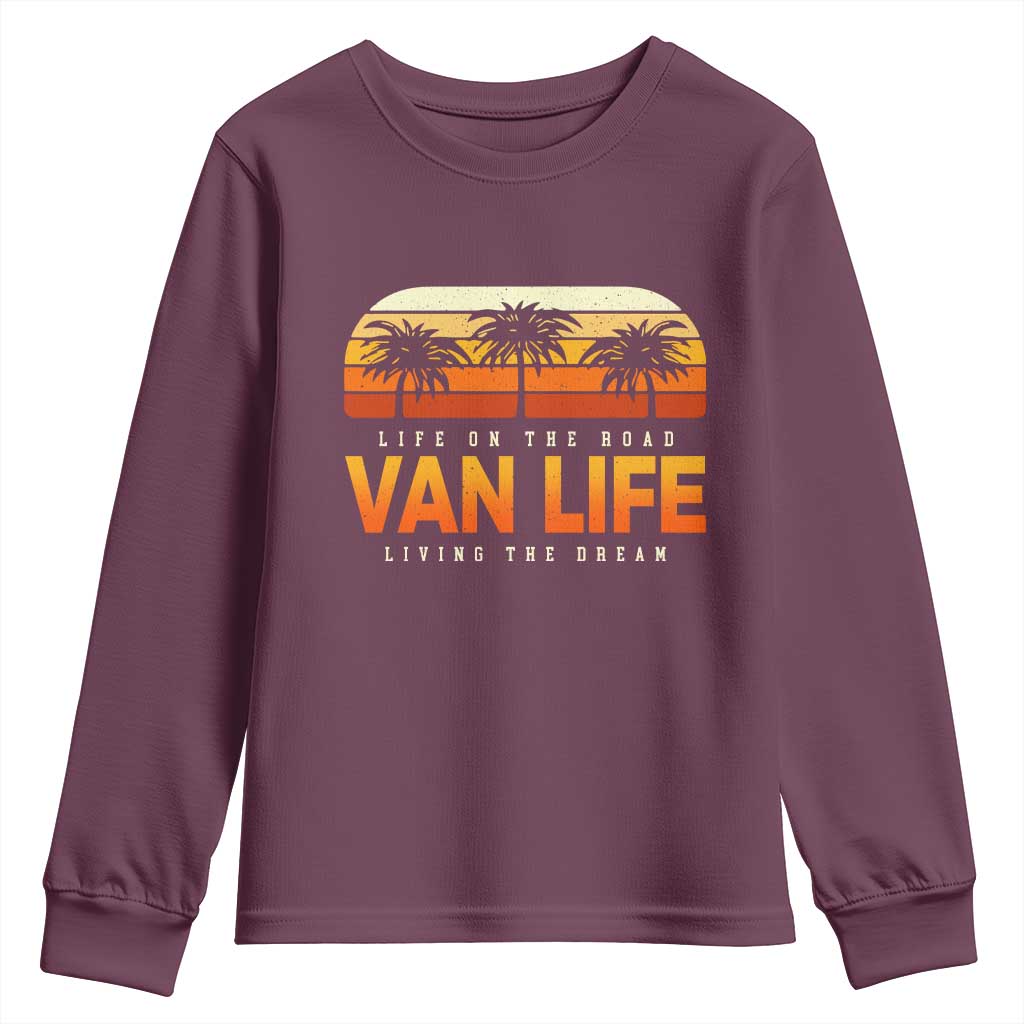 Van Life Youth Sweatshirt Retro Camping RV Motorhome Travel Vacation Gift TS10 Maroon Print Your Wear