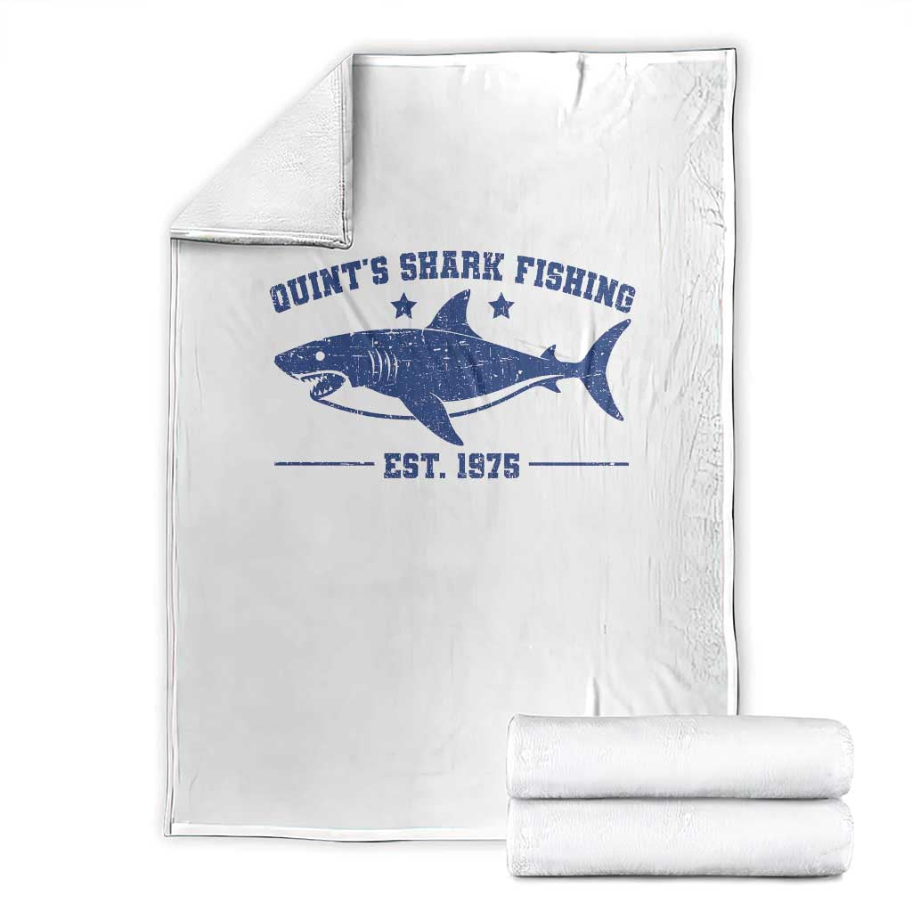 Retro Fisher Birthday Throw Blanket Vintage Quints Shark Fishing 1975 TS10 White Print Your Wear