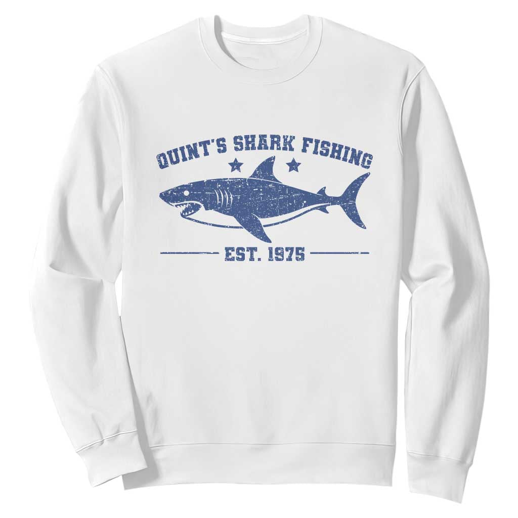 Retro Fisher Birthday Sweatshirt Vintage Quints Shark Fishing 1975 TS10 White Print Your Wear