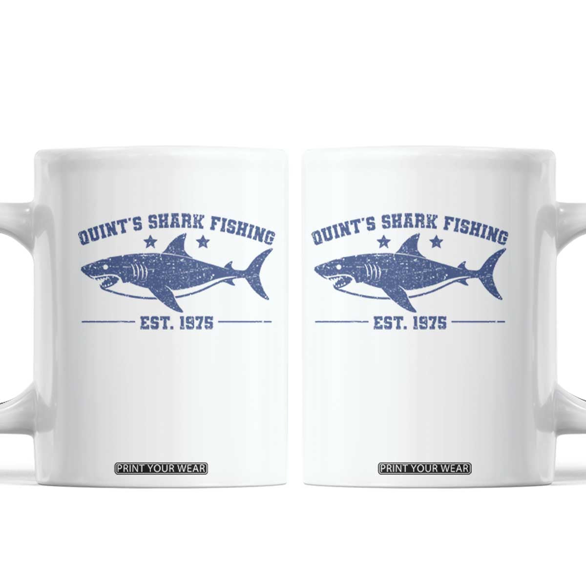 Retro Fisher Birthday Coffee Mug Vintage Quints Shark Fishing 1975 TS10 White Print Your Wear