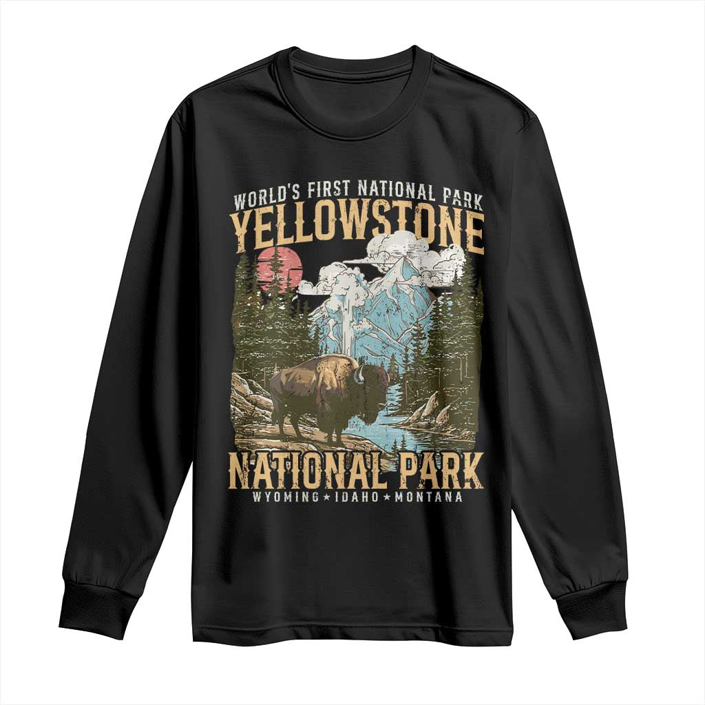 Vintage Yellowstone National Park Long Sleeve Shirt Retro Nature Wildlife Outdoor Hiking Camping Forest TS10 Black Print Your Wear