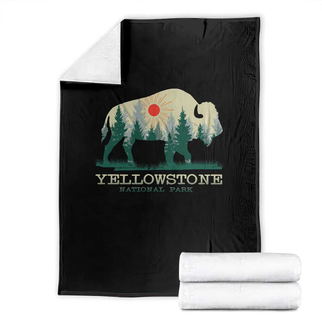 Yellowstone National Park Throw Blanket Bison Nature Wildlife Outdoor Hiking Camping Forest TS10 Black Print Your Wear