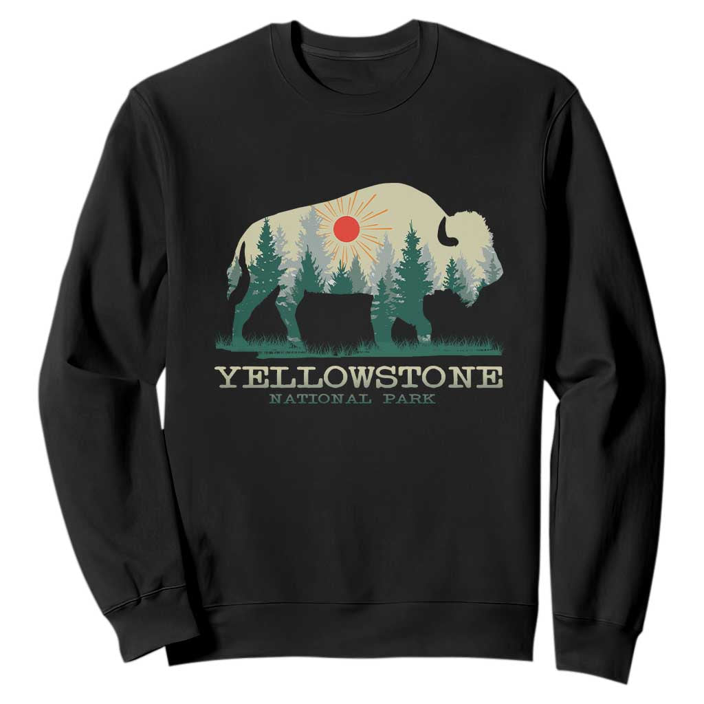 Yellowstone National Park Sweatshirt Bison Nature Wildlife Outdoor Hiking Camping Forest TS10 Black Print Your Wear
