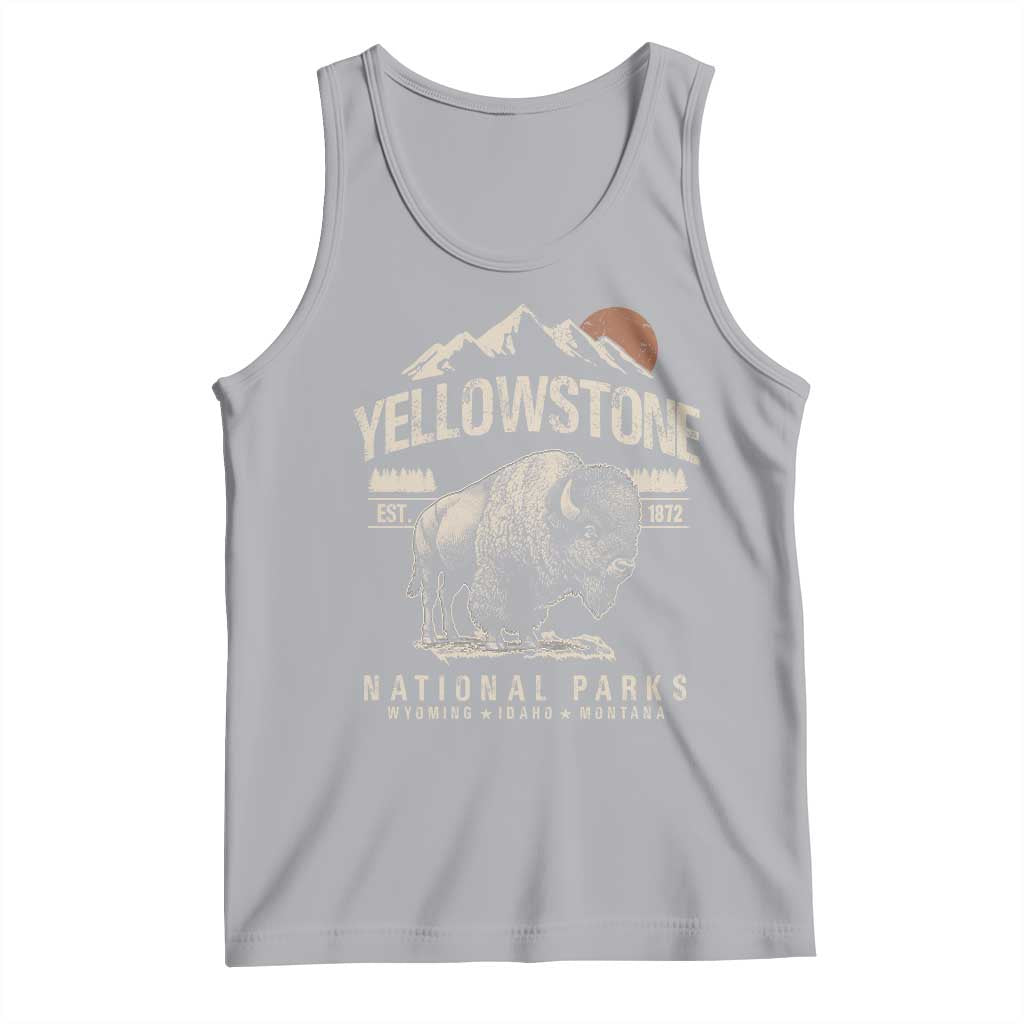 Vintage Yellowstone National Park Tank Top Retro Bison Nature Wildlife Forest TS10 Athletic Heather Print Your Wear