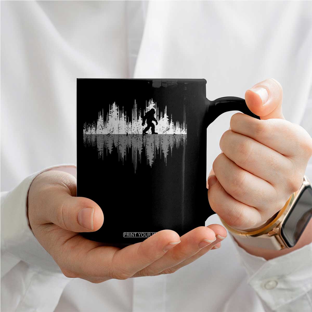Bigfoot In The Forest Coffee Mug Sasquatch Trees Reflection Wildlife Nature Outdoor Wild Retro TS10 Print Your Wear