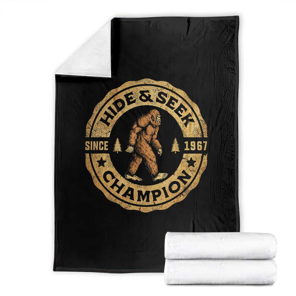 Retro Bigfoot Believer Throw Blanket Undefeated Sasquatch Hide And Seek Cryptozoology TS10 Black Print Your Wear