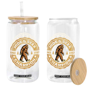 Retro Bigfoot Believer Glass Can Undefeated Sasquatch Hide And Seek Cryptozoology TS10 Print Your Wear