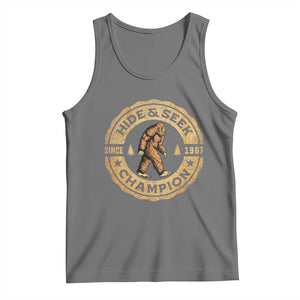 Retro Bigfoot Believer Tank Top Undefeated Sasquatch Hide And Seek Cryptozoology TS10 Black Heather Print Your Wear
