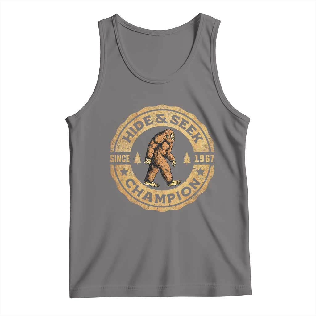 Retro Bigfoot Believer Tank Top Undefeated Sasquatch Hide And Seek Cryptozoology TS10 Deep Heather Print Your Wear