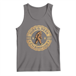 Retro Bigfoot Believer Tank Top Undefeated Sasquatch Hide And Seek Cryptozoology TS10 Deep Heather Print Your Wear