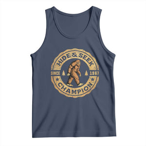 Retro Bigfoot Believer Tank Top Undefeated Sasquatch Hide And Seek Cryptozoology TS10 Navy Print Your Wear