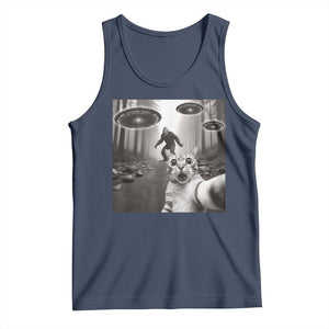 Cat Selfie With Bigfoot UFO Tank Top Funny Cat Lover Gifts TS10 Navy Print Your Wear
