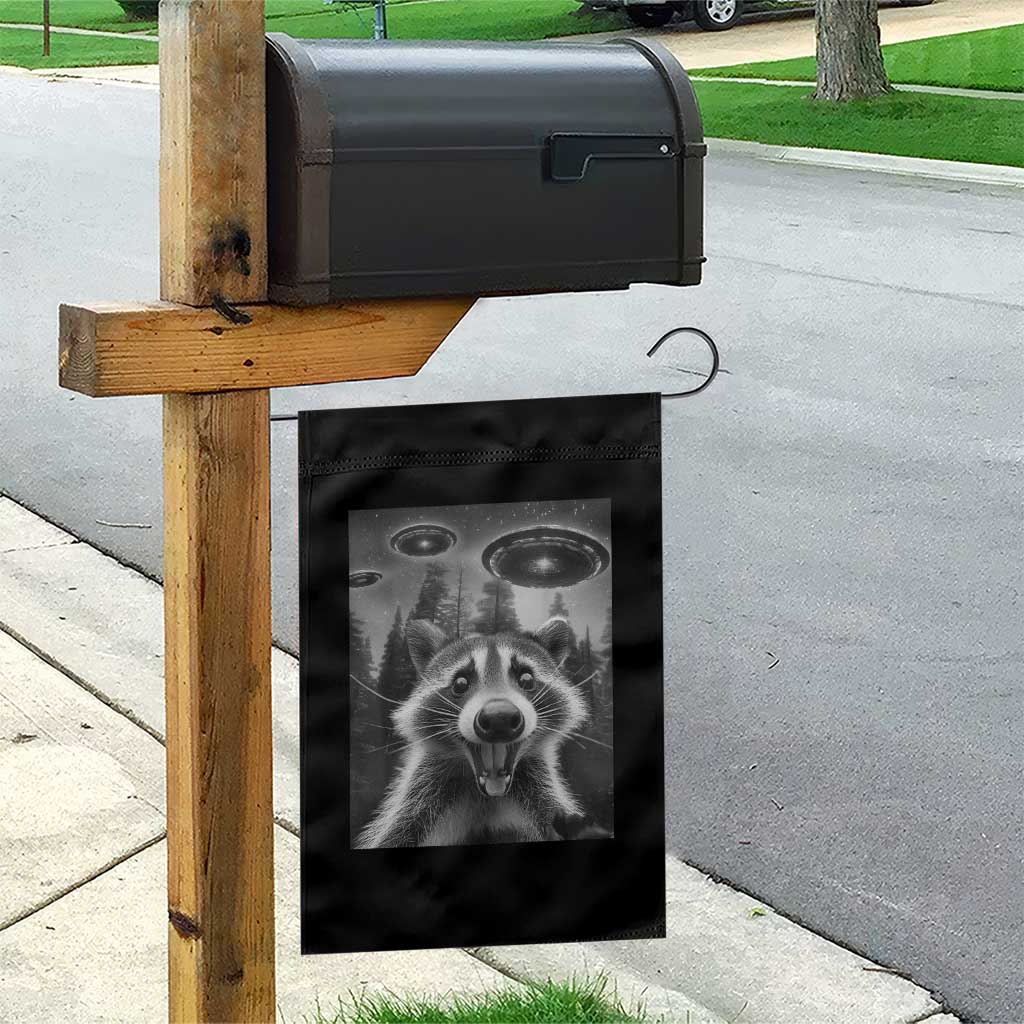 Racoon Meme Garden Flag Selfie With Alien UFO TS10 Print Your Wear