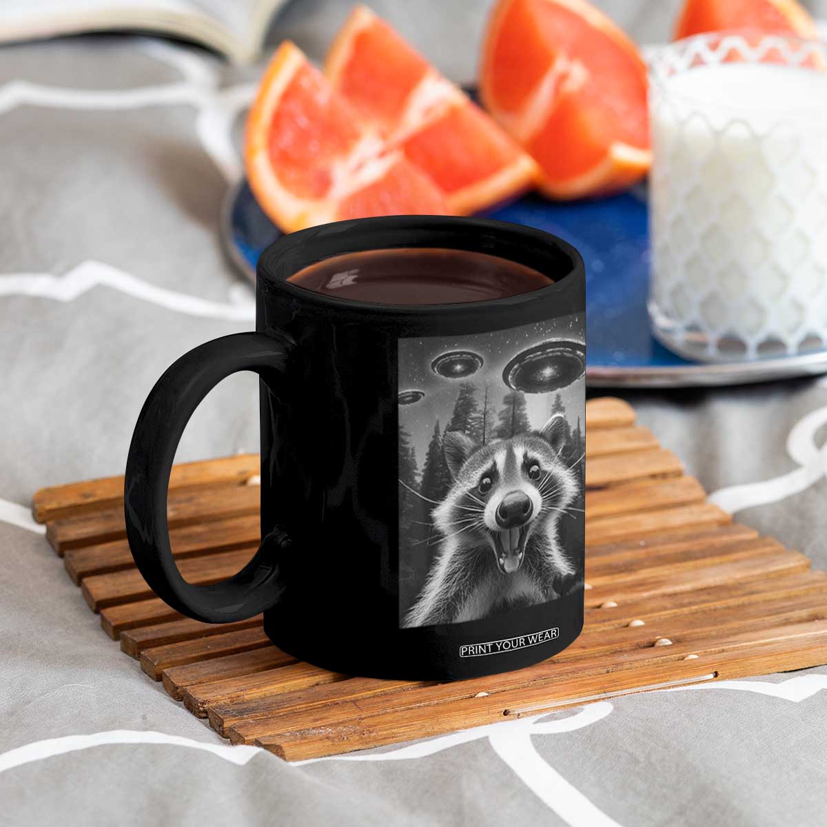 Racoon Meme Coffee Mug Selfie With Alien UFO TS10 Print Your Wear