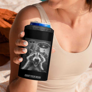 Racoon Meme 4 in 1 Can Cooler Tumbler Selfie With Alien UFO TS10 Print Your Wear