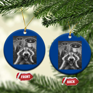 Racoon Meme Ceramic Ornament Selfie With Alien UFO TS10 1pc Blue Print Your Wear