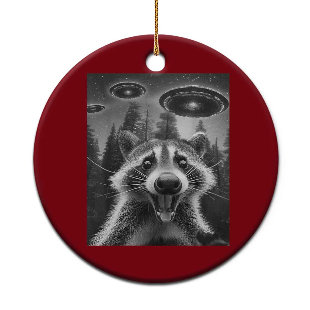 Racoon Meme Ceramic Ornament Selfie With Alien UFO TS10 1pc Red Print Your Wear