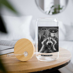 Racoon Meme Glass Can Selfie With Alien UFO TS10 Print Your Wear