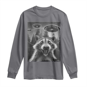Racoon Meme Long Sleeve Shirt Selfie With Alien UFO TS10 Charcoal Print Your Wear