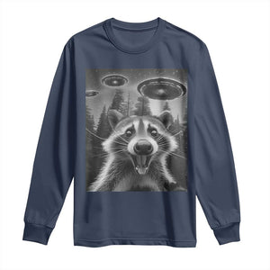 Racoon Meme Long Sleeve Shirt Selfie With Alien UFO TS10 Navy Print Your Wear