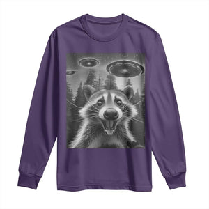 Racoon Meme Long Sleeve Shirt Selfie With Alien UFO TS10 Purple Print Your Wear