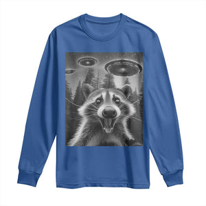 Racoon Meme Long Sleeve Shirt Selfie With Alien UFO TS10 Royal Blue Print Your Wear