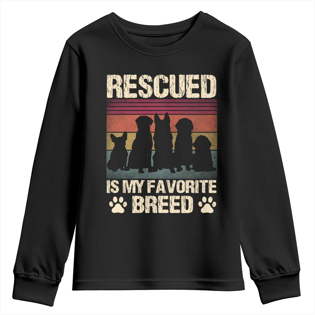 Rescued Is My Favorite Breed Youth Sweatshirt Adopt A Shelter Pet Cat Dog Adoption Animal Rescue TS10 Black Print Your Wear