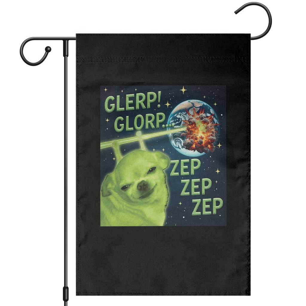 Funny Alien Dog Meme Garden Flag Glorp Zep Sci-Fi Humor Chihuahua TS10 Black Print Your Wear
