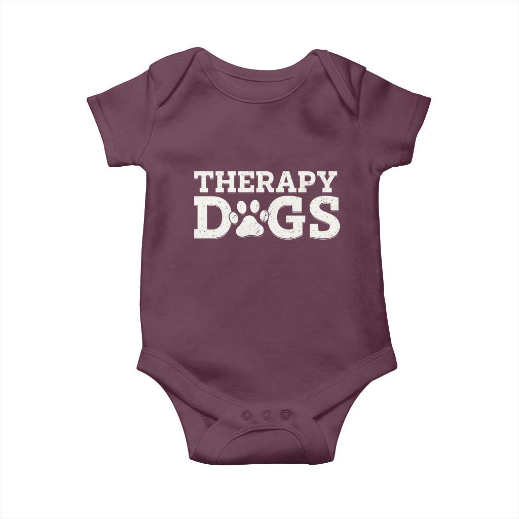 Therapy Dog Baby Onesie Classic Retro Varsity Vintage Pet Partners TS10 Maroon Print Your Wear