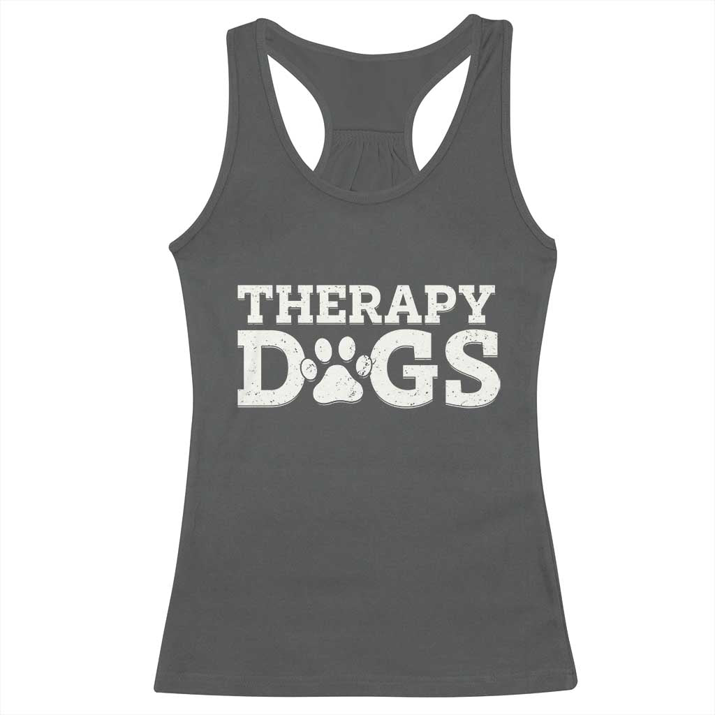 Therapy Dog Racerback Tank Top Classic Retro Varsity Vintage Pet Partners TS10 Dark Heather Print Your Wear