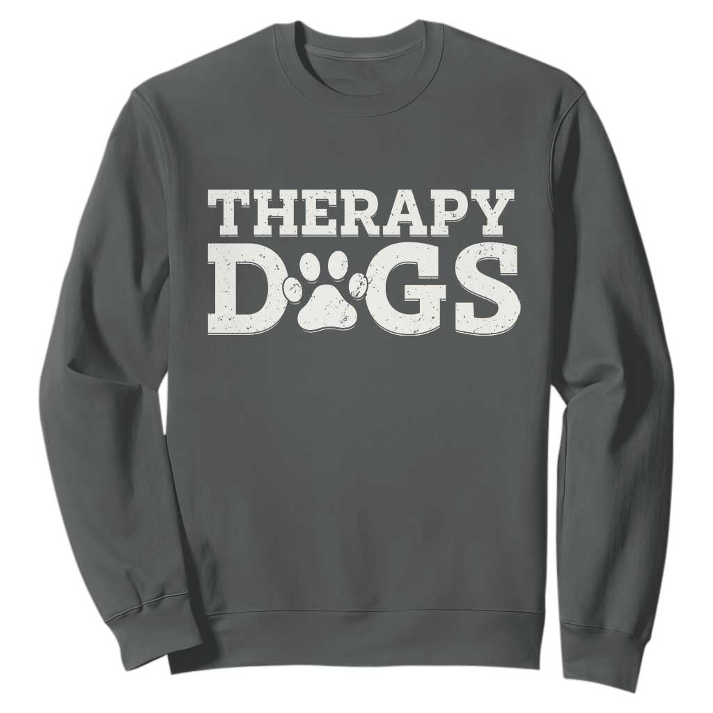 Therapy Dog Sweatshirt Classic Retro Varsity Vintage Pet Partners TS10 Dark Heather Print Your Wear