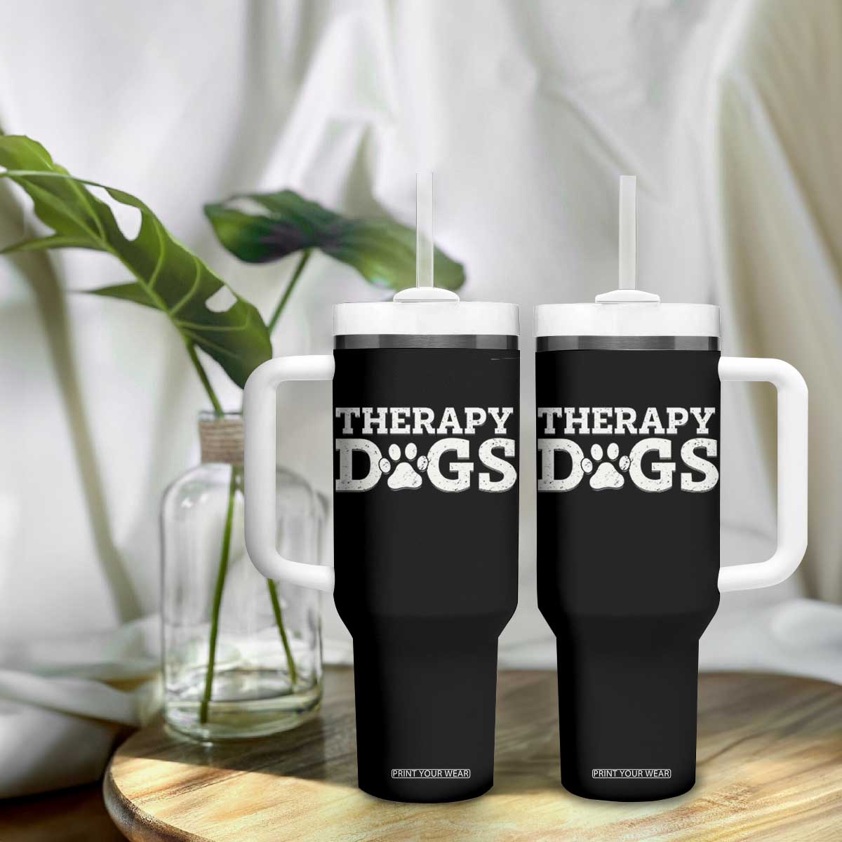 Therapy Dog Tumbler With Handle Classic Retro Varsity Vintage Pet Partners TS10 Print Your Wear