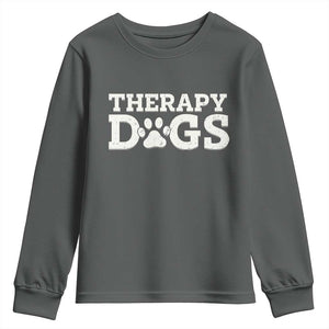 Therapy Dog Youth Sweatshirt Classic Retro Varsity Vintage Pet Partners TS10 Dark Heather Print Your Wear