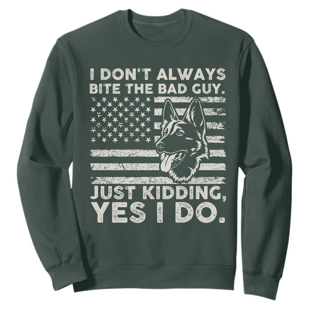 Funny K9 Sweatshirt Belgian Malinois American Flag Police Officer TS10 Dark Forest Green Print Your Wear
