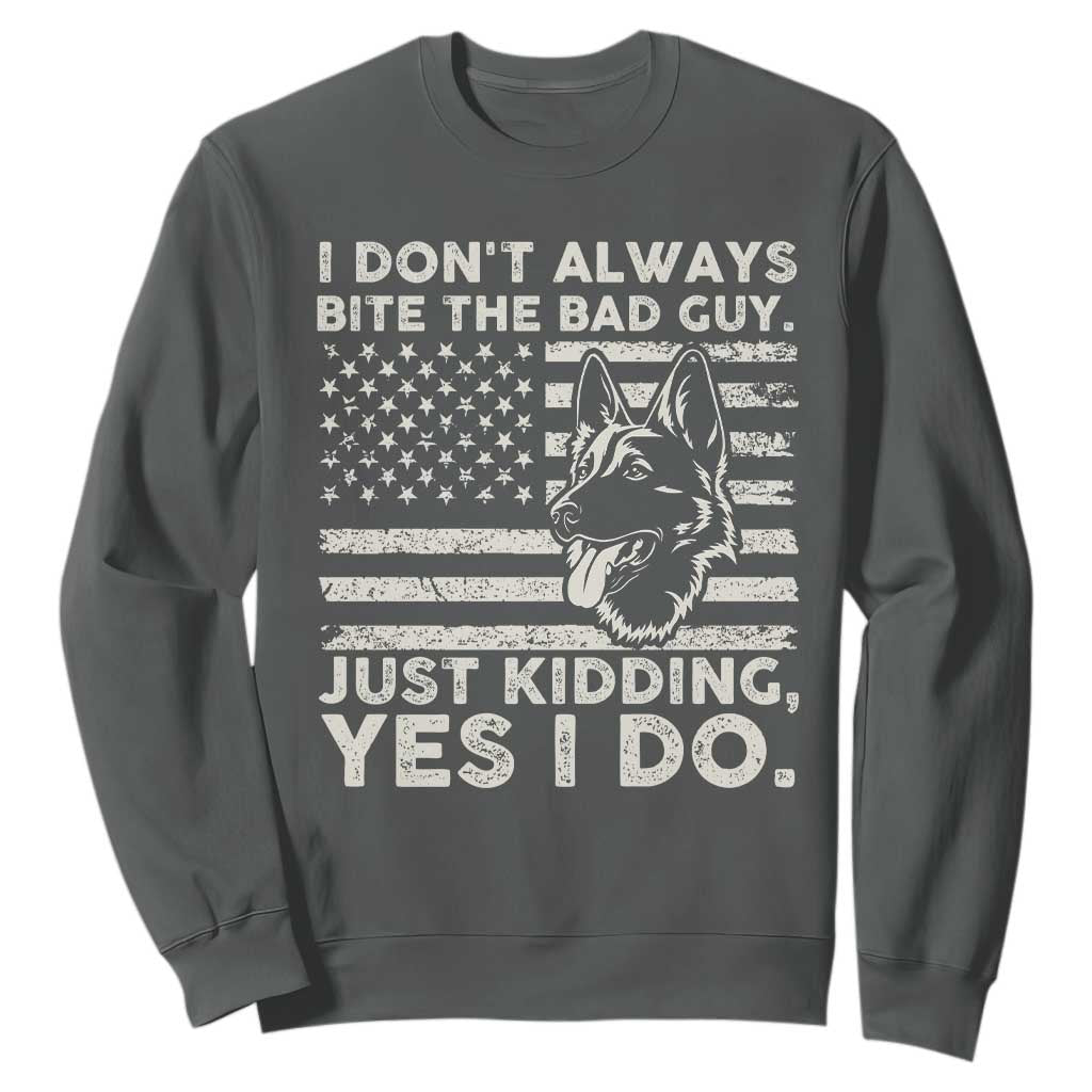 Funny K9 Sweatshirt Belgian Malinois American Flag Police Officer TS10 Dark Heather Print Your Wear