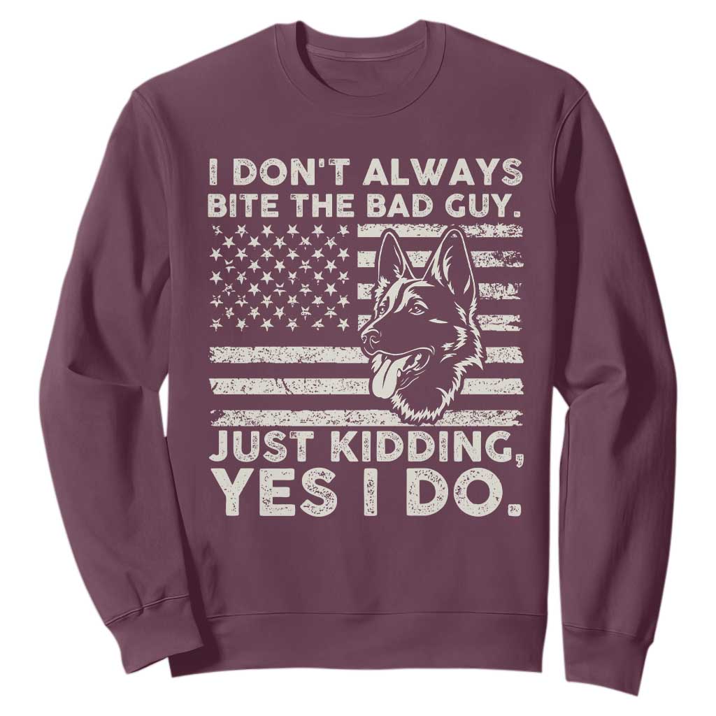 Funny K9 Sweatshirt Belgian Malinois American Flag Police Officer TS10 Maroon Print Your Wear