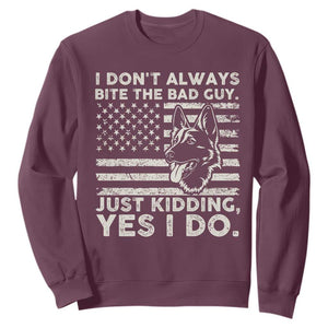 Funny K9 Sweatshirt Belgian Malinois American Flag Police Officer TS10 Maroon Print Your Wear