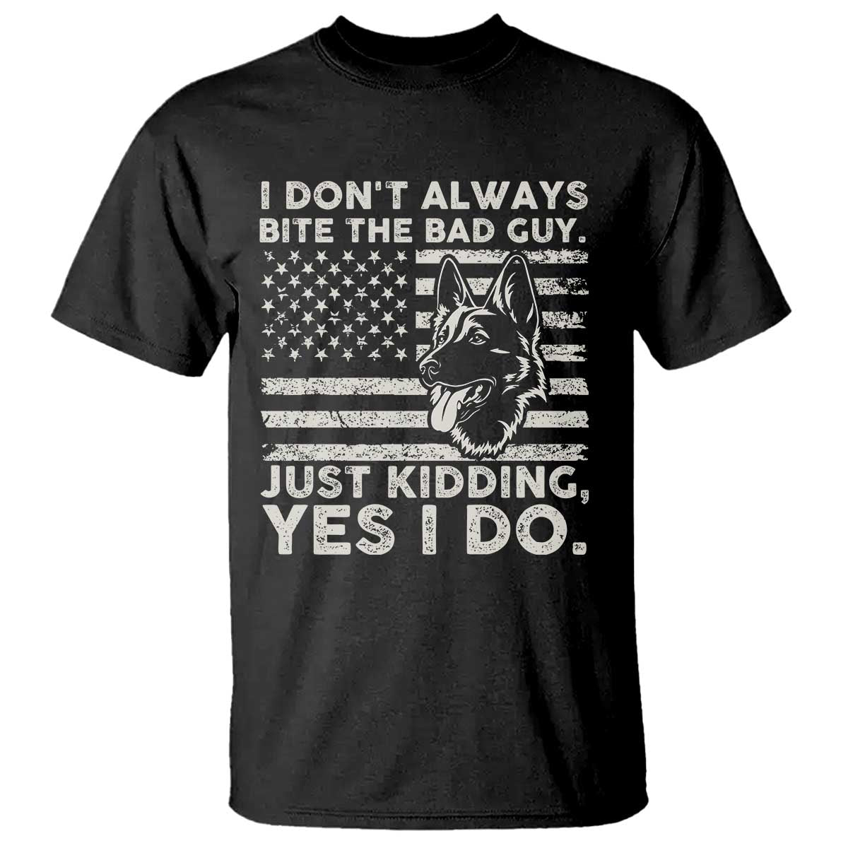 Funny K9 T Shirt Belgian Malinois American Flag Police Officer TS10 Black Print Your Wear