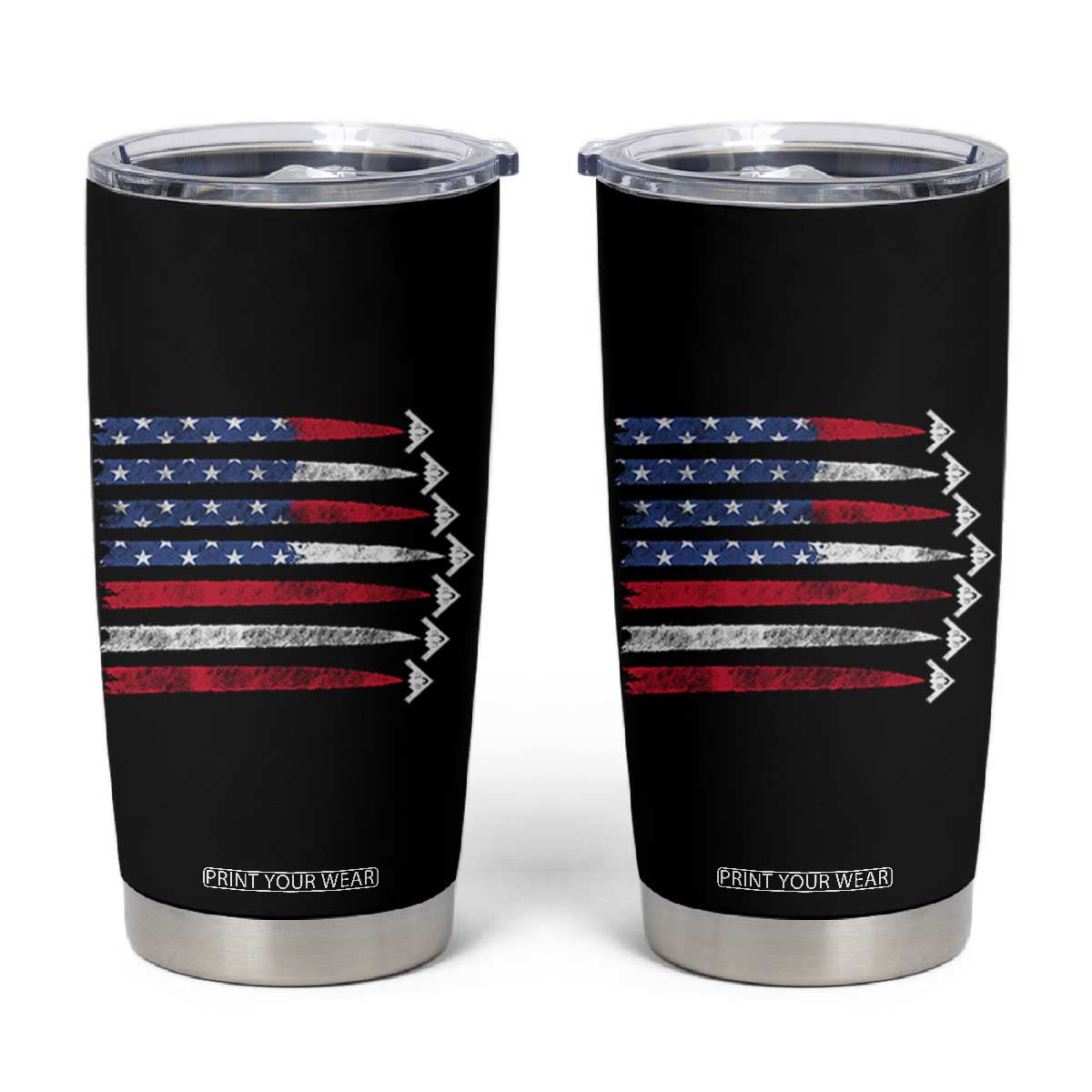 B2 Spirit Tumbler Cup B-2 Stealth Bomber Aircraft American Flag Patriotic TS10 Black Print Your Wear