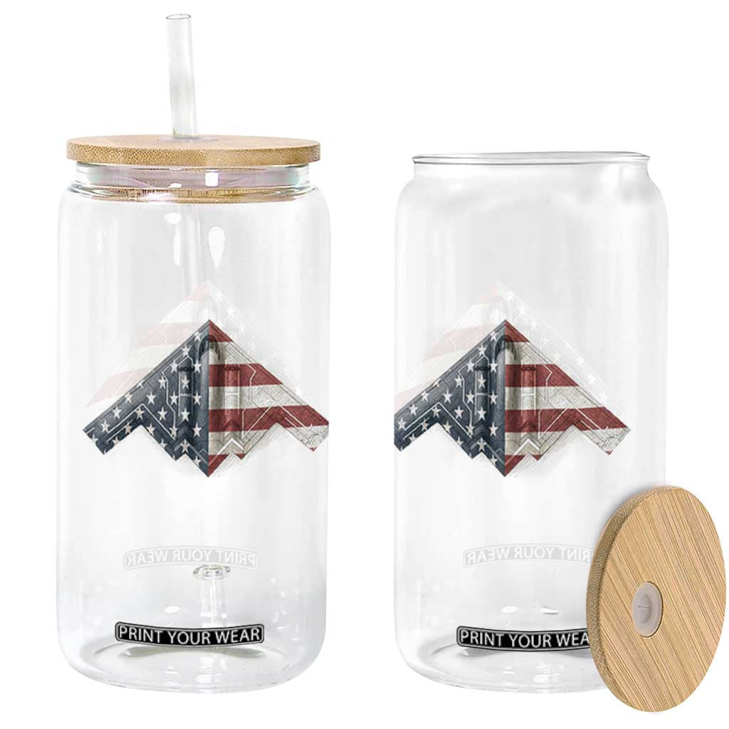 B2 Spirit Glass Can B-2 Bomber Stealth Aircraft Schematic American Flag TS10 Print Your Wear