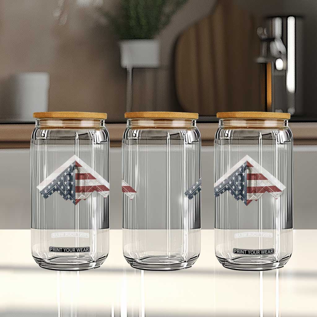 B2 Spirit Glass Can B-2 Bomber Stealth Aircraft Schematic American Flag TS10 Print Your Wear