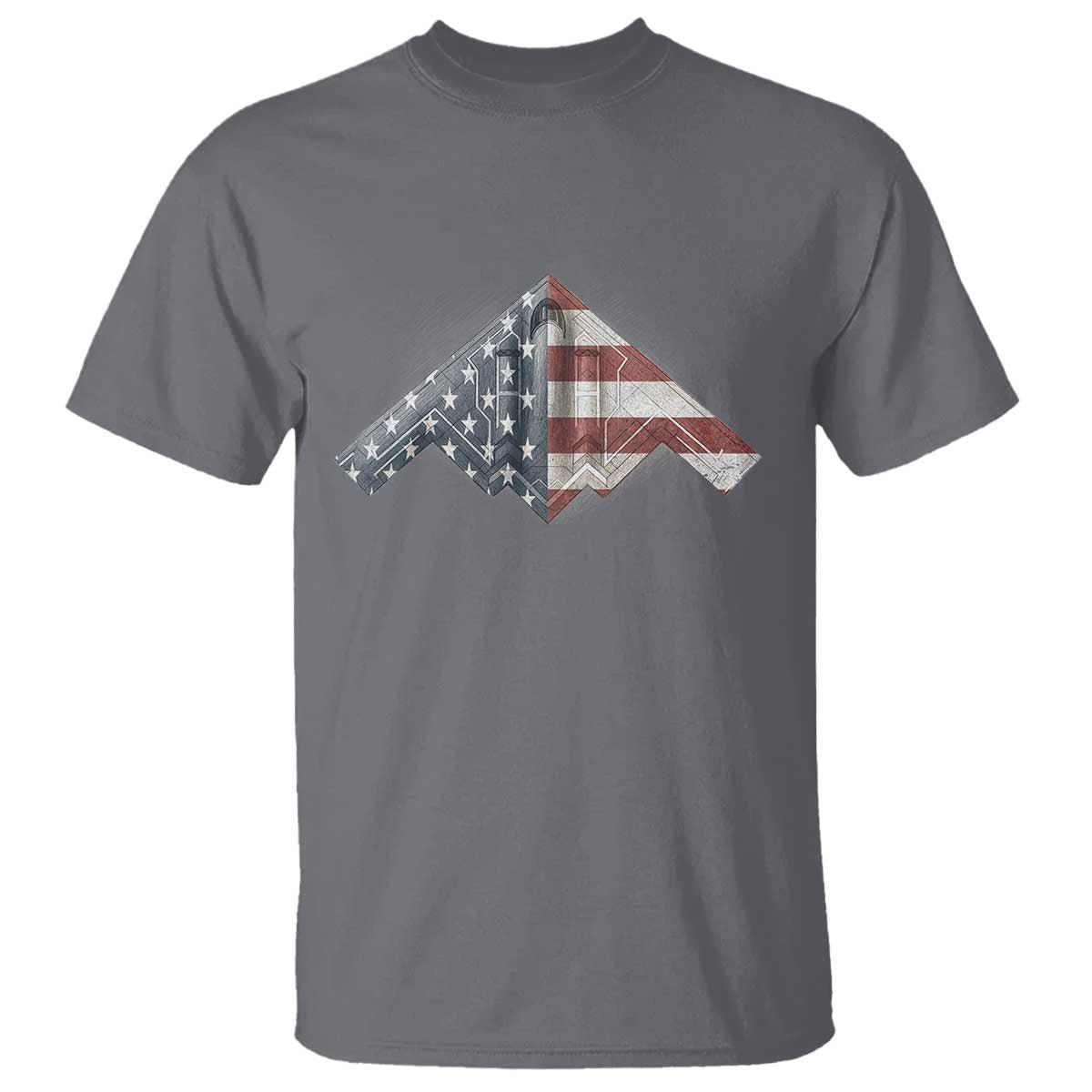 B2 Spirit T Shirt B-2 Bomber Stealth Aircraft Schematic American Flag TS10 Charcoal Print Your Wear