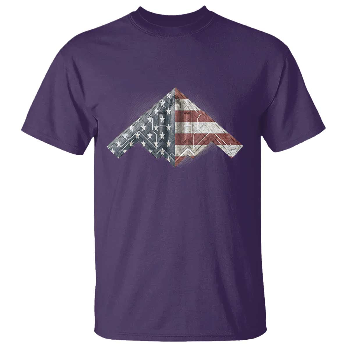 B2 Spirit T Shirt B-2 Bomber Stealth Aircraft Schematic American Flag TS10 Purple Print Your Wear