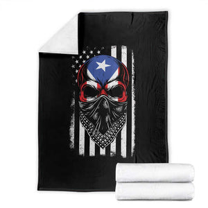 Skull Puerto Rican American Flag Throw Blanket With Bandana TS10 Black Print Your Wear